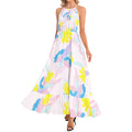 Ruffle Hem Halter Neck Maxi Dress